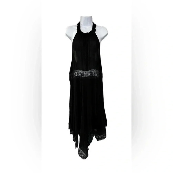 Free people black sheer halter top whimsical goth dress - Picture 1 of 3